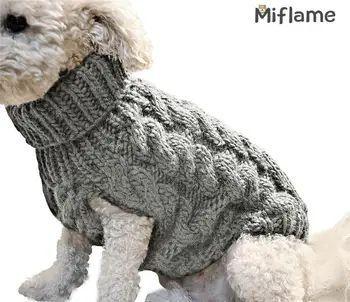 

Miflame Turtleneck Knitted Dogs Sweater Pet Clothes For Small Medium Dogs Hoodies Poodle Chihuahua Clothes Dog Clothes Winter