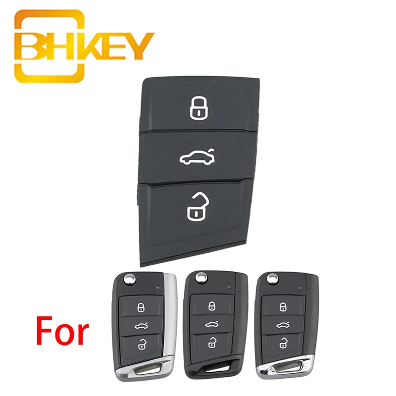 

BHKEY Replacement Smart Car Key Rubber Pad for Golf 7 4 5 Mk4 6 For Skoda Octavia For Seat Leon Ibiza Altea 3 Buttons