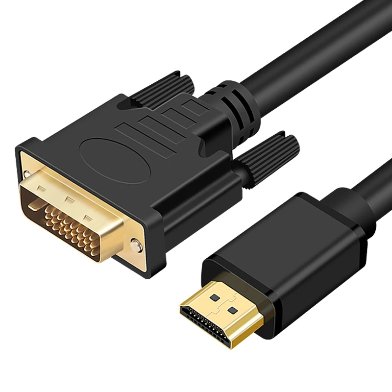 Черный HDMI к DVI 24+ 1 Pin адаптер HDMI DVI к HDMI кабель 3D 1080P цифровой аудио конвертер HDMI 4K сплиттер для lcd DVD HDTV проектора - Цвет: Черный