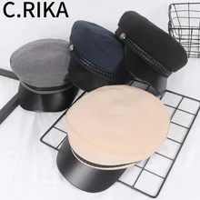 Мужская и Женская Осенняя зимняя из искусственной кожи хлопковая военная шапка женская и Девичья уличная дорожная берет Кепка Капитана армии кожаная кепка