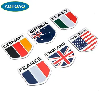 

1 Pcs 3D Aluminum Alloy Italy Germany France Russia Australia England United States Map National Flag Car Sticker Car Styling