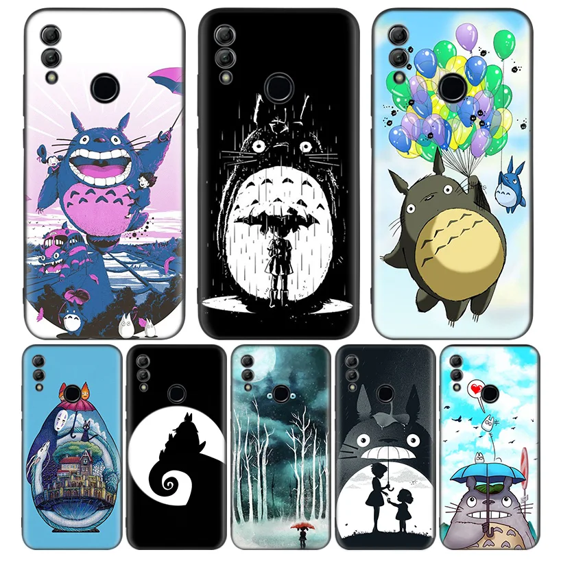 Мой сосед Тоторо рисунки черный чехол для телефона Huawei Y9 Y5 Y6 Y7 2019 Honor 10 9 Lite 9X 8X 8S 8A