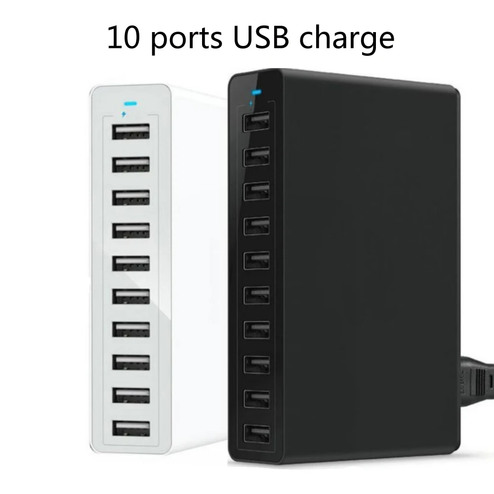 10 USB-Anschlüsse Schnellladestation Dock mit Kabel 50 W US AU EU UK KR Stecker für iPhone iPad PC Kindle Multi USB Ladegerät_voghion.com