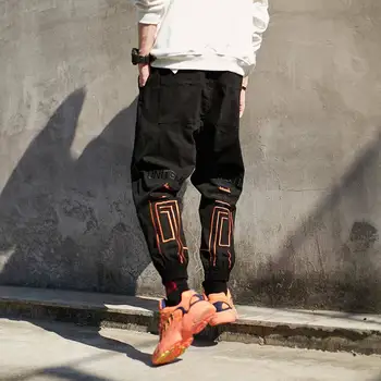 

Men Vintage Joggers Pants 2019 Mens Streetwear Cargo Pants Male Hip hop Harem Pants Japan Spring Embroidered Trousers Overalls