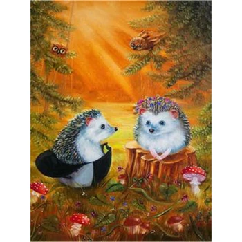 

DIY full square round drill diamond painting Cartoon hedgehog 5d diamond mazayka embroidery Animal scenery wall decoration