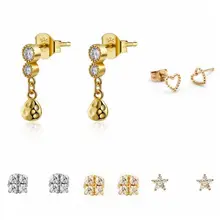 4 стиля, 925 пробы серебряные серьги, звездное небо, сердце, красивые циркониевые украшения, серьги для женщин, Свадебная вечеринка, ювелирное изделие, подарок A30