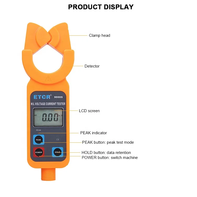 ETCR9000S Accuracy Measurement 0.01mA~1200A AC current Leakage Current H / L Voltage Clamp Meter