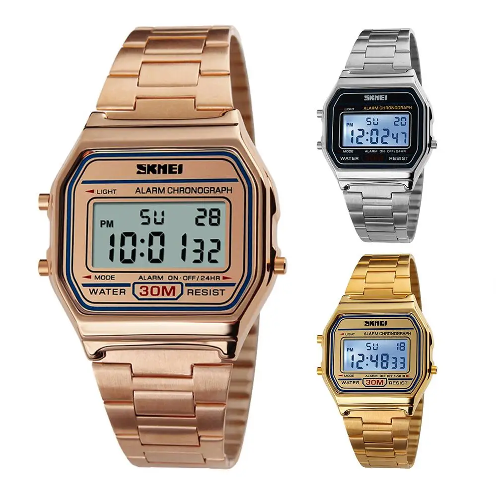 

Casual Men Rectangle Dial Digital Display Alarm Chronograph Business Wrist Watch Mas-culino Fashion Men's Watch Large Dial Milit