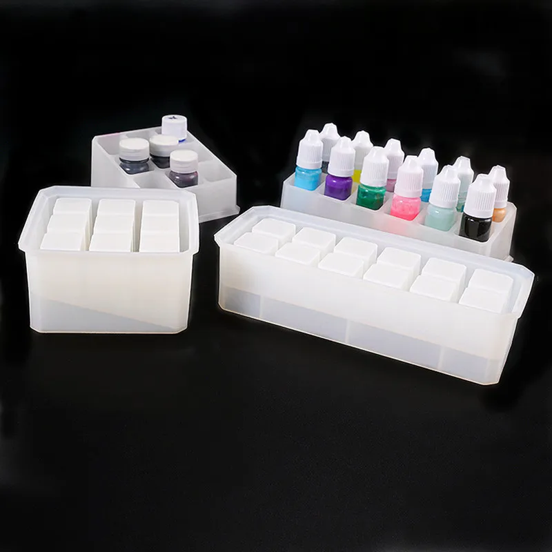 

Silicone Mold 3D Crystal Epoxy Resin Mold Diy Hand Made Square Round Lipstick Storage Box Mold For Jewelry Making Tools