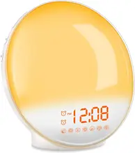 Wake Up Light Alarm Clock Radio Bedside Lamp with Sleep Aid Dual Alarms Snooze Colorful Lights Natural Sounds for Adults Bedroom