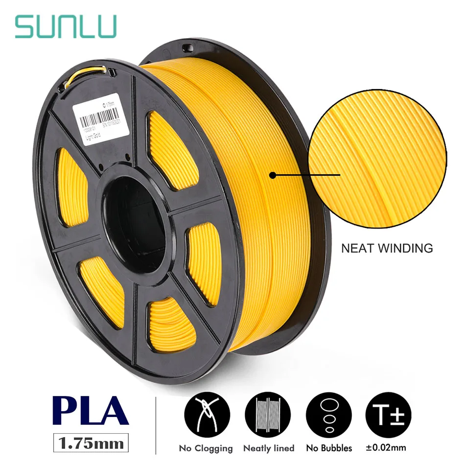 

SUNLU Orderly Winding PLA Filament 1.75MM 1kg Accuracy Dimmension +/-0.02MM No Tangle Printing Material For 3D Printer