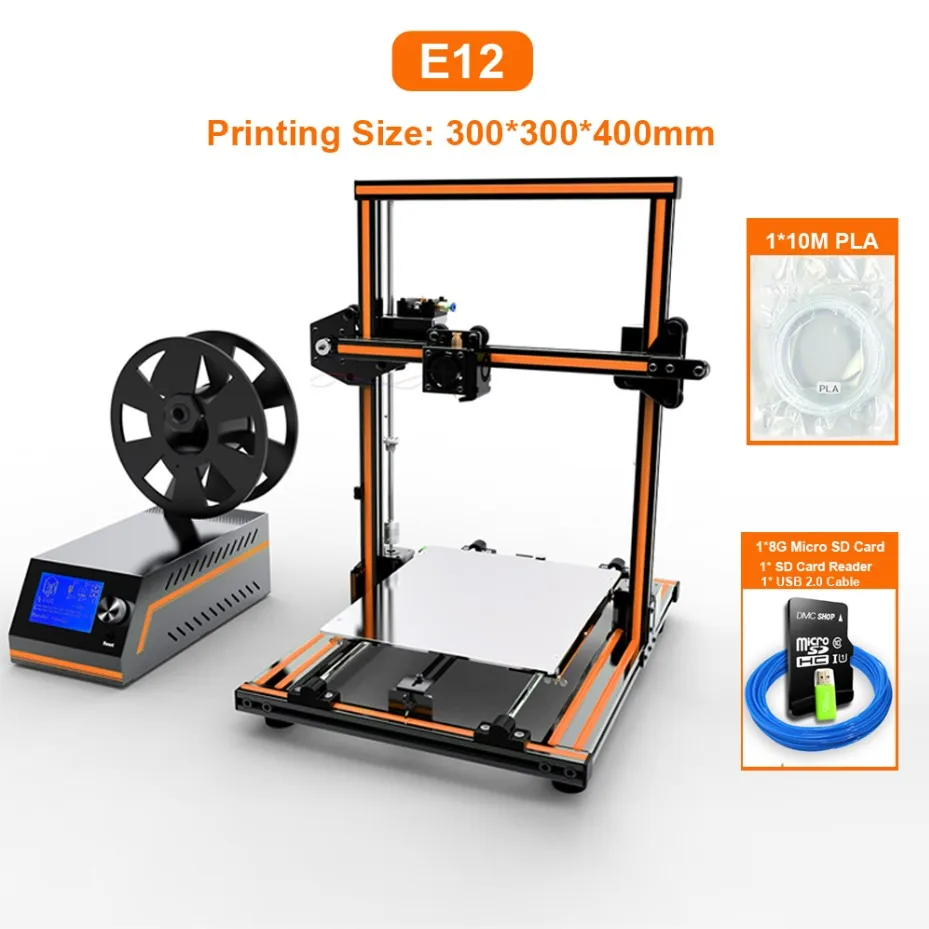 E12 3D Printer Большой размер печати E10 E12 E16 Anet 3d принтер DIY комплект Reprap i3 с Micro SD карты USB разъем офлайн печати - Цвет: E12 3D Printer