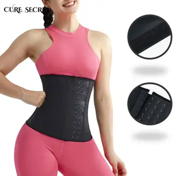 

CURE SECRET 100% Latex 9 Steel Bones Sweat Sauna Waist Trainer Waist Trimmer Body Shaper Cincher Weight Loss Shaper