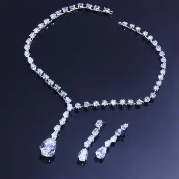 

GLAMing Luxury Cubic Zirconia Jewelry Set Gold Necklace Designers Wedding Fashion Earrings and Necklace Set for Women Bridal