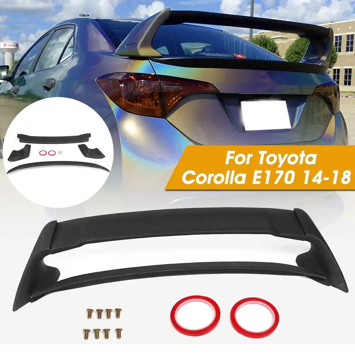 

Autoleader Car Sedan Rear Trunk Spoiler Wing ABS Black Matte Double Car Rear Tail Row Lip Roof For Toyota Corolla E170 2014-2018
