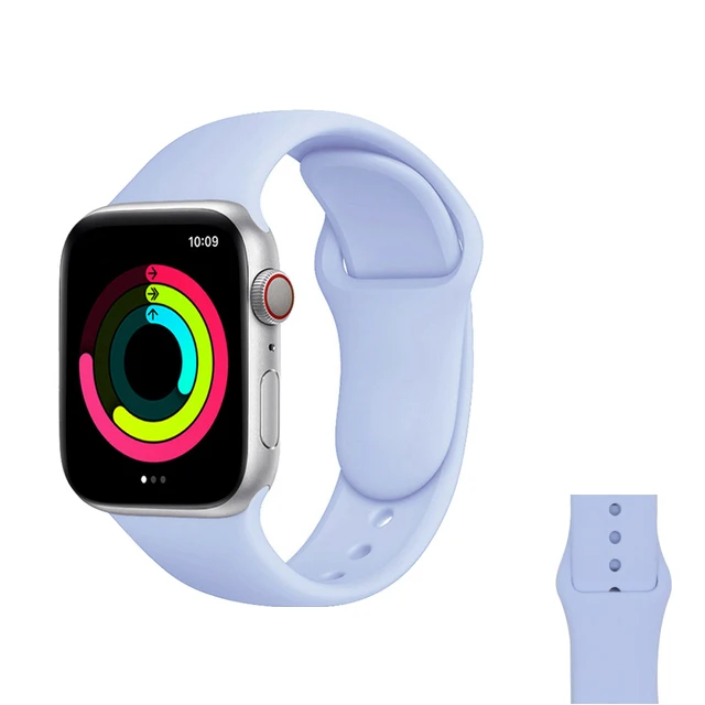 Silicone Strap For Apple Watch Band  7 41mm/45mm Series 6 SE 5 4 42mm/44mm Rubber Wristband iWatch 3 2 1 38/40mm Smart Bracelet 57 New