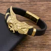 High Quality Fashion Charm Rope Braided  Bangles Gold Black Leather  Men Bracelet Eagles  Animal Magnetic  Jewelry Metal ► Photo 3/4