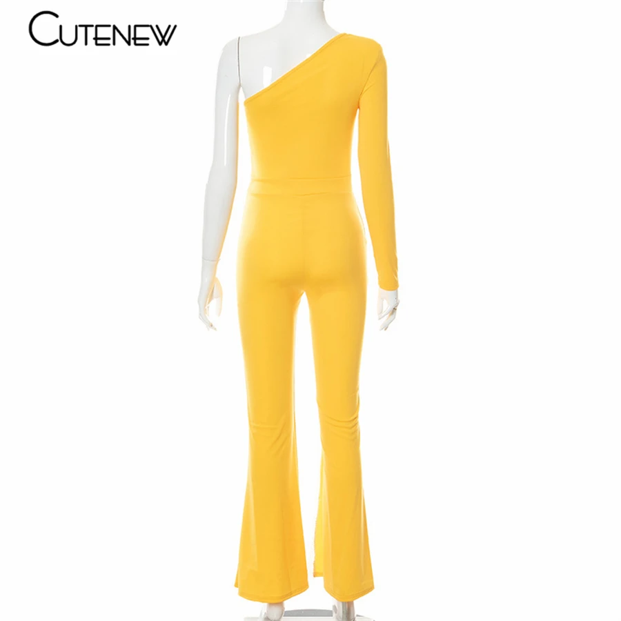 Sexy Mesh Patchwork One Shoulder Playsuits Women Elegant Solid Skinny Flare Pants Jumpsuit Fashion Lady Party Streetwear 12 Sexy Mesh Patchwork One Shoulder Playsuits Women Elegant Solid Skinny Flare Pants Jumpsuit Fashion Lady Party Streetwear
