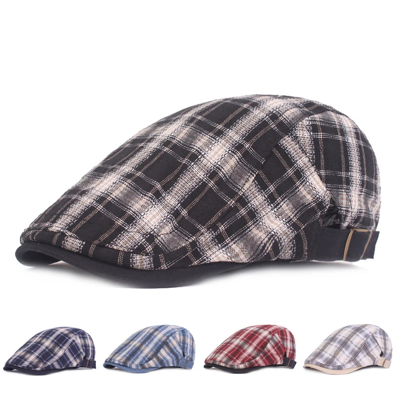 Spring Summer Peaky Blinder Flat Caps Men Cotton Berets Male Vintage Elastic Driver Hat British Style Breathable Classic Cap mens cotton beret