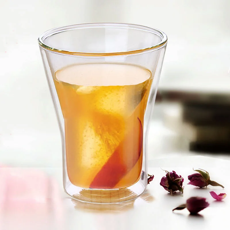 Insulated Glass Borosilicate Crystal High-temperature Resistant Creative Double Layer Egg-Shaped Fruit Juice Glass Bottle Transp