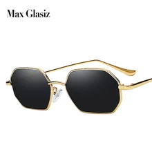 MAX, солнцезащитные очки для женщин, брендовая дизайнерская маленькая оправа, полигон, прозрачные линзы, солнцезащитные очки для мужчин, Винтажные Солнцезащитные очки, шестигранная металлическая оправа