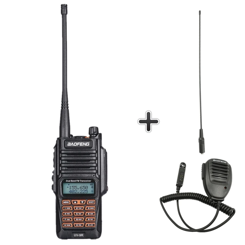 Baofeng UV-9R 8 Вт Высокая мощность IP67 PTT водонепроницаемый Walkie Talkie 10 км UV 9R Woki Toki двухстороннее радио Ham CB радио коммуникатор UV9R - Цвет: Add 1Antenna1MIC