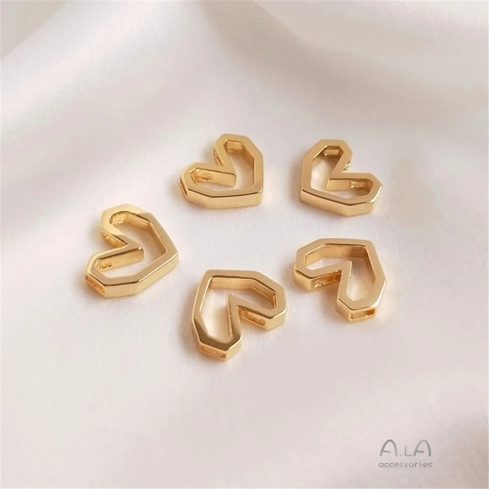 14K Gold Filled Geometric frame heart shape heart pendant DIY necklace clavicle chain pendant earrings accessories