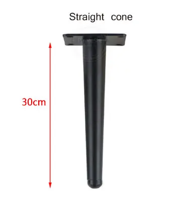 4pcs Metal Furniture legs Straight Cone And Oblique Cone Table Leg Sofa Chair Leg coffee tables Furniture fittings,15/20/25/30CM black straight 30cm
