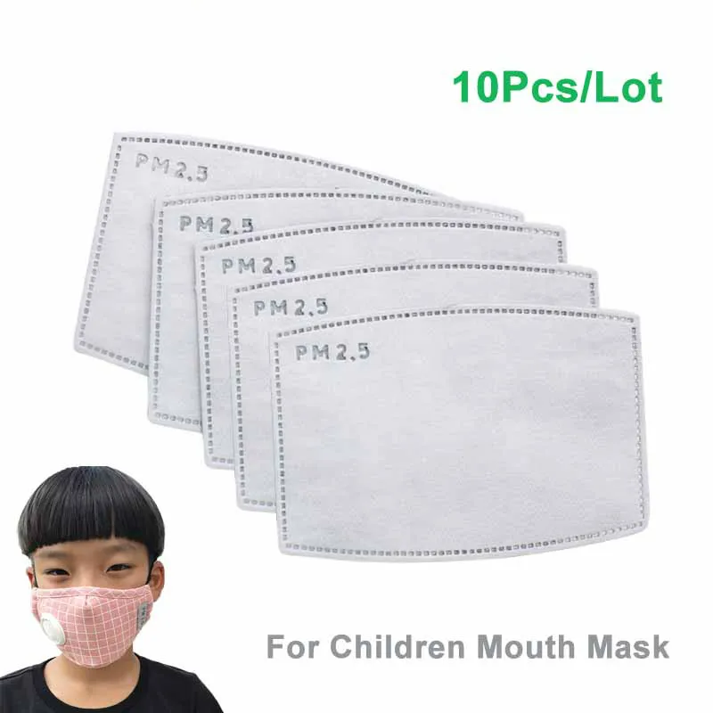 

10Pcs/Set PM2.5 Anti Haze Mouth Mask Replaceable Filter-slice 5 Layers Non-woven Child Kids Activated Carbon Filter (4.7*3inch)