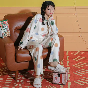 

Women Clothes for Autumn Winter Plus Size M-2XL Pajamas Sets O-Neck Sleepwear Long Sleeve Cotton Pijamas Mujer Sexy Pyjamas