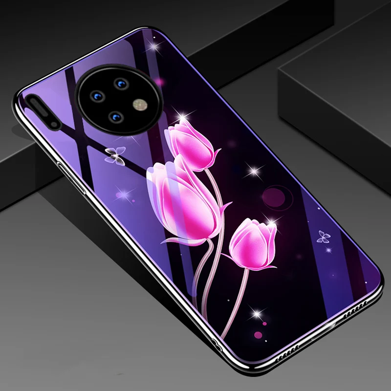 Rose Для huawei mate 30 Pro P30 Lite Nova 4e 4 Чехол Elec-покрытие бампер закаленное стекло чехол для huawei mate 30 чехол синий светильник - Цвет: Rose