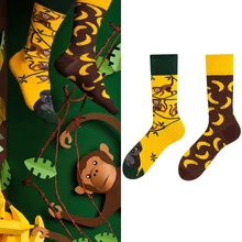 Men Socks 2022 New Arrival Spring And Autumn Male Asymmetric AB Socks Fashion Cartoon Cotton Teenager Boy Hot Sale W18