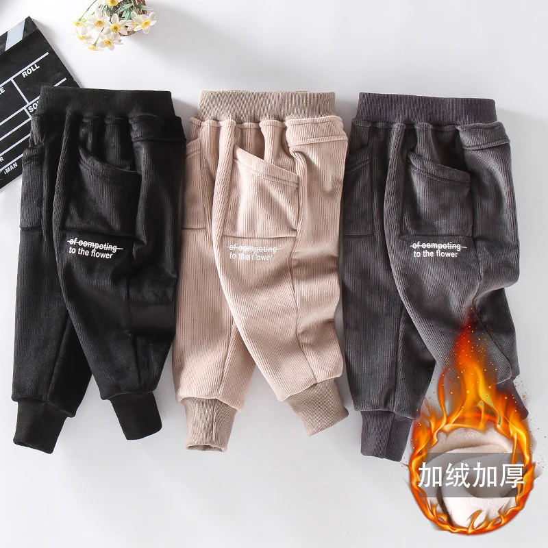 

Boys and Girls Plus Velvet Thickened Winter Pants 0-7 Years Old Children's Corduroy Warm Trousers Autumn and Winter Clothes