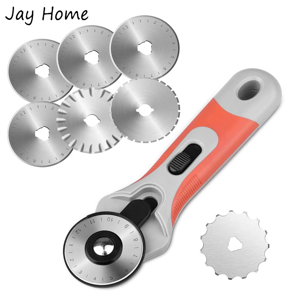 

Rotary Cutter 45mm Fabric Cutter Set Quilting Rotating Knife with 7 Extra Blades for Cloth Leather Paper Cutting Sewing Tools
