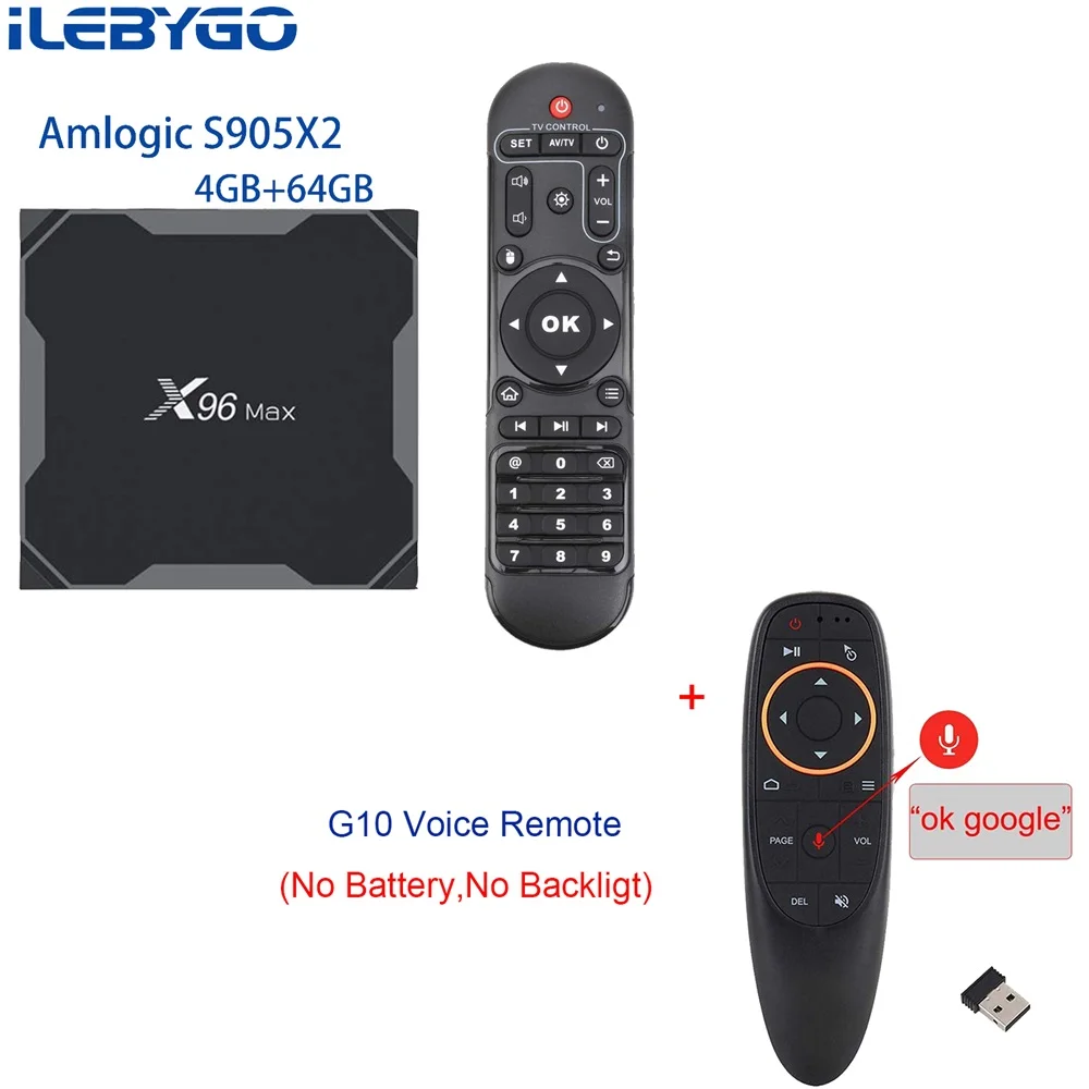 ILebygo X96 Max Android 8,1 ТВ Box Amlogic S905X2 LPDDR4 4 ядра 4 ГБ 32 ГБ, 64 ГБ и 2,4G и 5 ГГц Wifi BT 1000 м 4 K Smart Set top box - Цвет: 4GB 64GB G10
