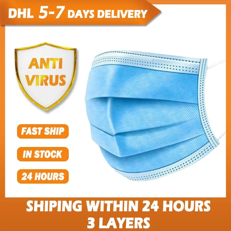 

50/100pcs Masks Anti-virus Disposable Protective Mask 3 Layers KN95 Dustproof Facial Protective Cover Masks Maldehyde Prevent