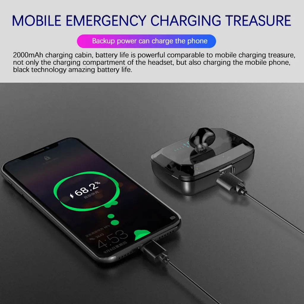 #20 Twins Earphone With LED Digital Display Touch 5.0 IPX5 Waterproof Sport Headset Blutooth Earphone Headset