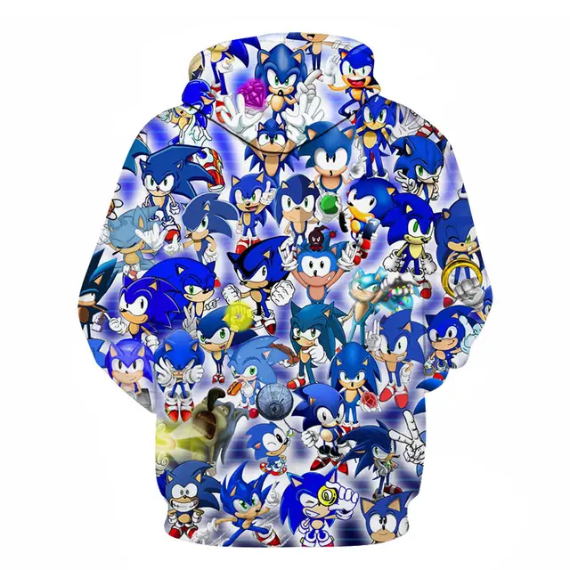 Animated sonic 3D new fashion children s pullovers fall casual long sleeved sweatshirts boys and girls