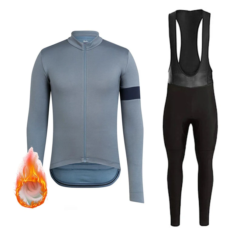 Moxilyn Ropa ciclismo, теплые, новинка, зимние, теплые, флисовые, Джерси, мужские, костюмы, одежда для верховой езды, комбинезон, комплект, флисовый Rapha, комплект - Цвет: Gray