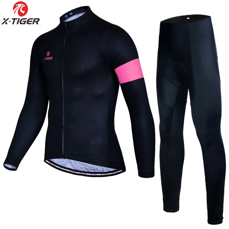 Jerseys and Pant X-Tiger, осенний комплект одежды для велоспорта с длинным рукавом, дышащая одежда для велоспорта, анти-пот, MTB велосипед, велосипедная майка, Ropa Maillot Ciclismo - Цвет: Jerseys and Pant