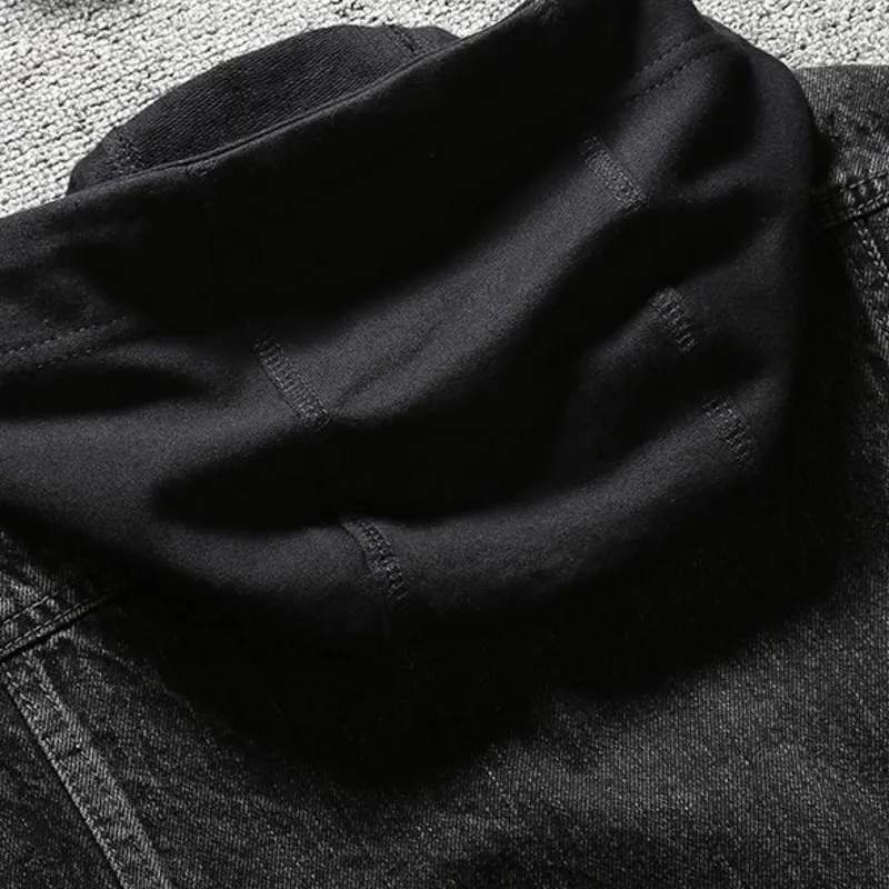 Осенний мужской потертый джинсовый пиджак, куртка с капюшоном, однобортный ковбойский джинсовый жилет, Приталенный жилет, плюс размер, верхняя одежда для байкеров