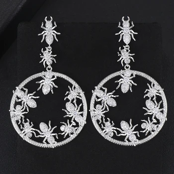 

LARRAURI Top Quality Insect Round Circle Pendant Earrings Fashion Jewelry Girl Night Out Party Earrings Making