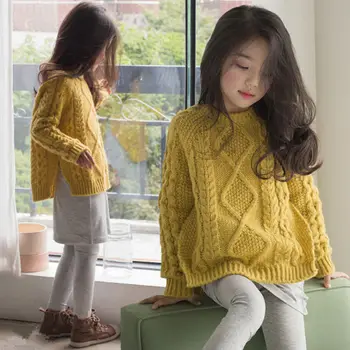 

Girls Sweater Pullover Wool Autumn and Winter 2020 New Fashion Loose Knit Bottoming Shirt Children Big Children 8 Years Old 12