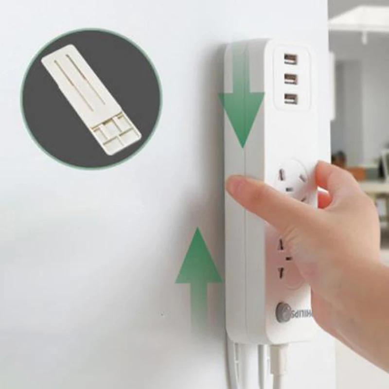 Cable Wire Storage Wall-mounted Stickers Adhesive Home Punch-free Hanging Shelf Plug Fixer Holder