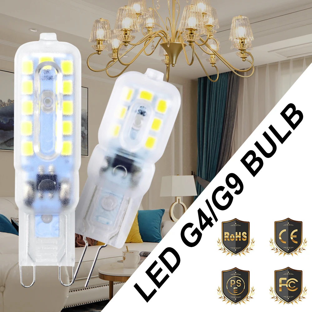 

220V G9 Bulb LED Corn Lamp 3W 5W Bombilla LED G4 Light Bulb 2835 SMD Spotlight Chandelier Lighting Replace Halogen Lamp For Home