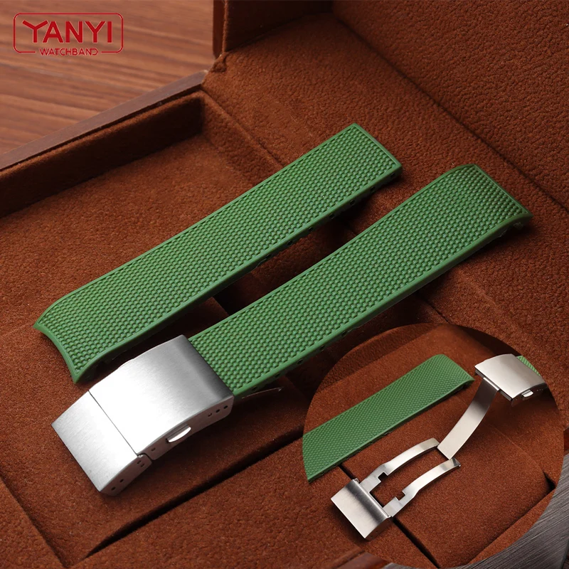 Curved end Rubber watch strap 21mm watchband for Longines conquest L37813567 L37813787 L3.781/782 watches band wristwatches band