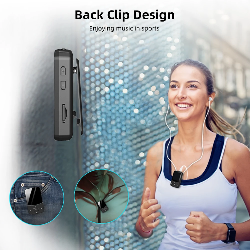 Спортивный MP3 плеер Deelife Bluetooth с зажимом fm радио шагомером повязкой для бега
