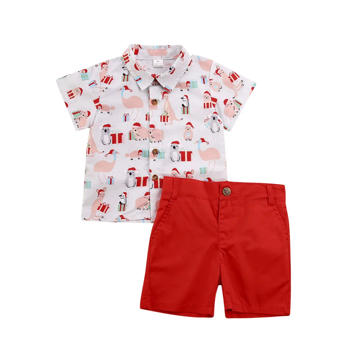 New Christmas Kids Toddler Boys Gentleman Tops Shorts Clothes Outfits 2-6Y