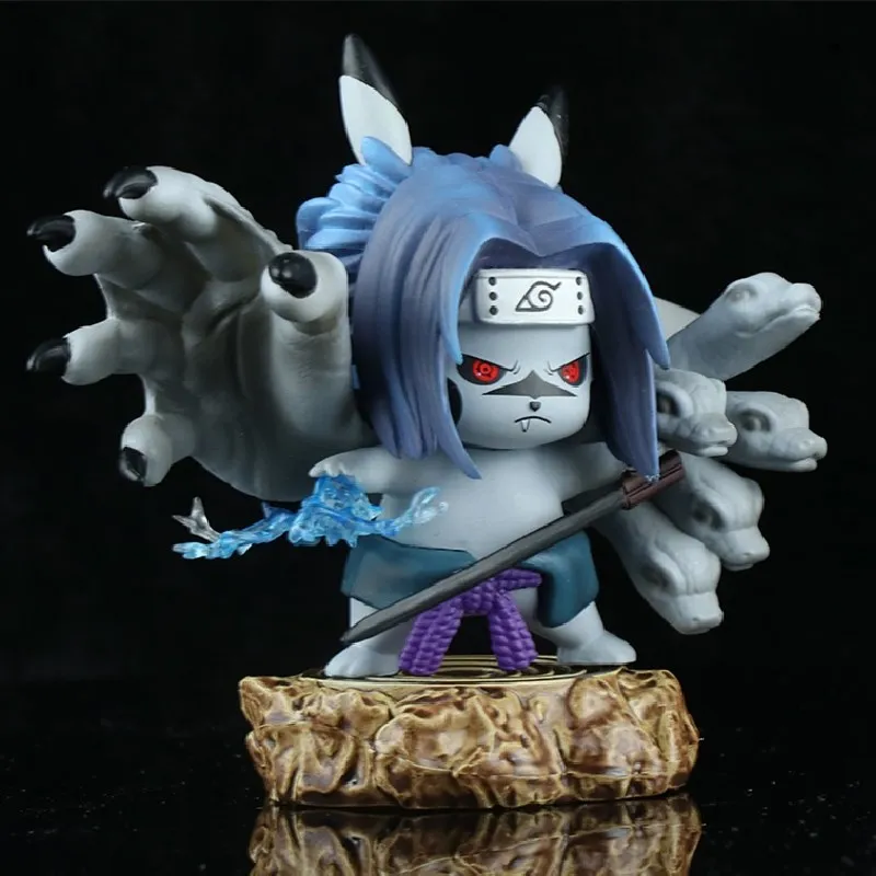 TAKATA TOMY Pokemon Pikachu Anime Figure Uchiha Sasuke PVC Cute Toy Naruto Shippuden Pocket Monster Model Action Figma Doll Gift