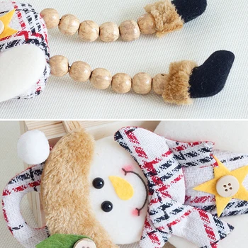 

Christmas Tree Plush Wooden Beads Long Leg Santa Clause Snowman Elk Hanging Ornaments Christmas Pendant Home Decor